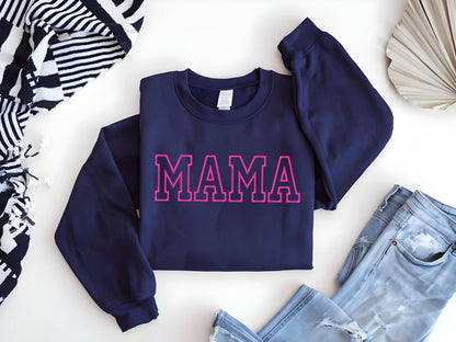 Embroidered Mama Sweatshirt: Trendy Mom Crewneck