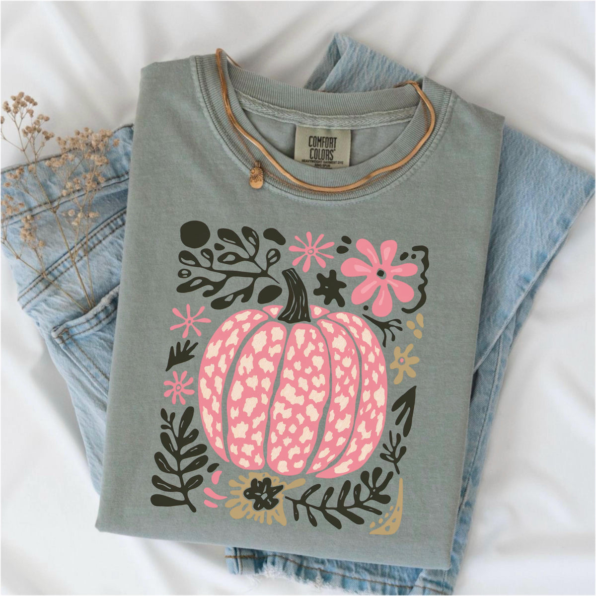 Pink Leopard Pumpkin Shirt: Boho Fall Halloween Tee