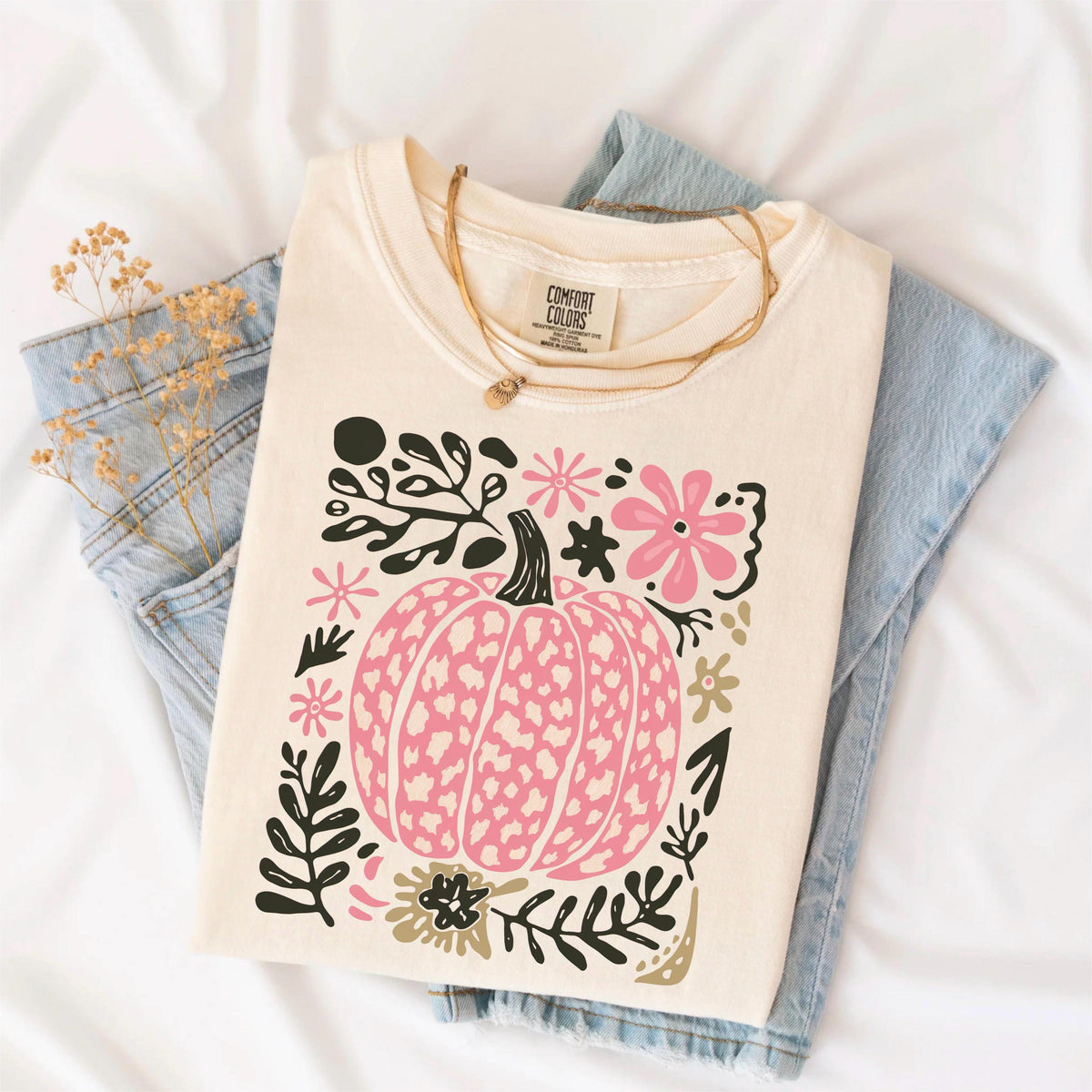 Pink Leopard Pumpkin Shirt: Boho Fall Halloween Tee