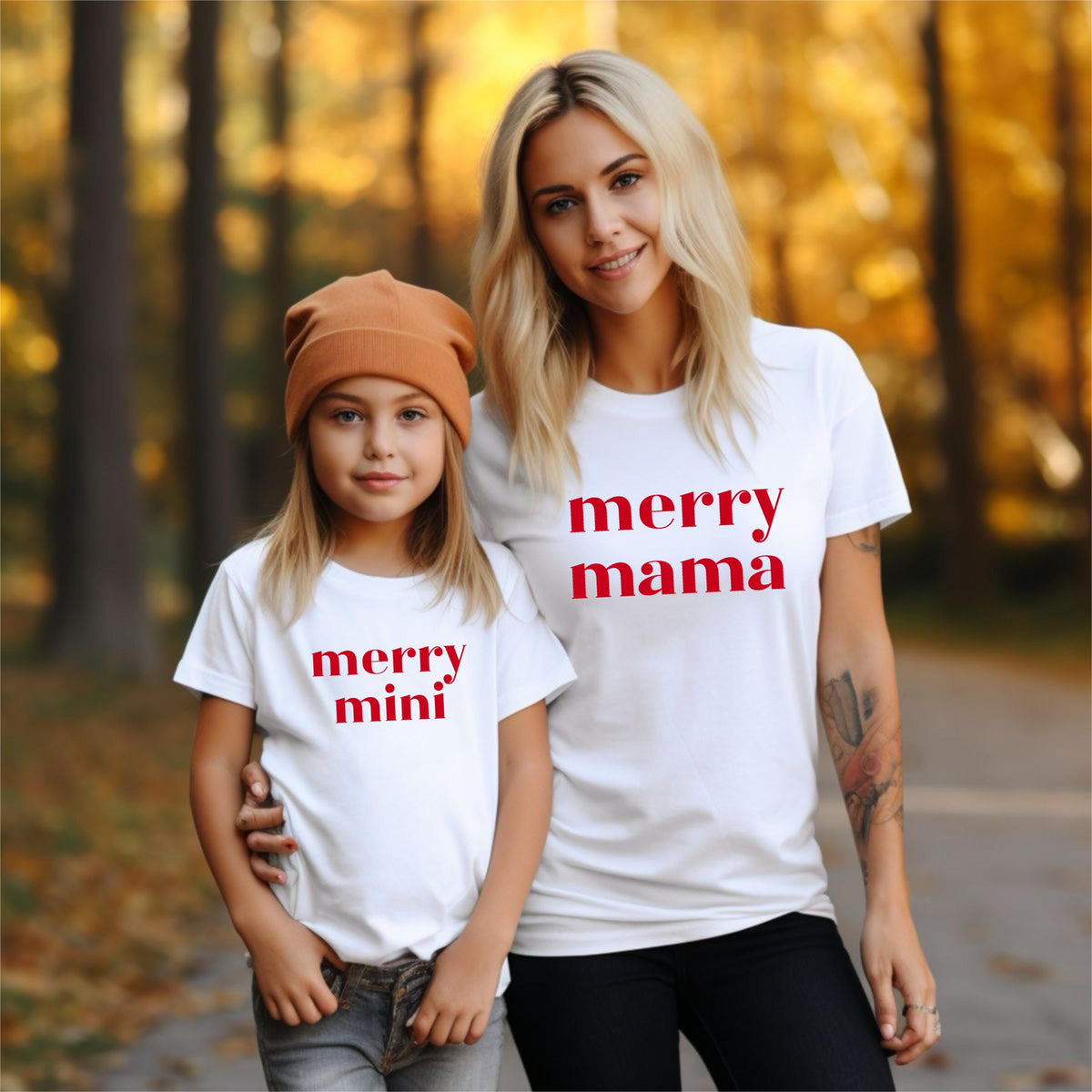 Merry Mama & Mini Shirt, Matching Christmas Tee, Personalized Holiday Tee, Family Merry Shirt, Festive Shirt