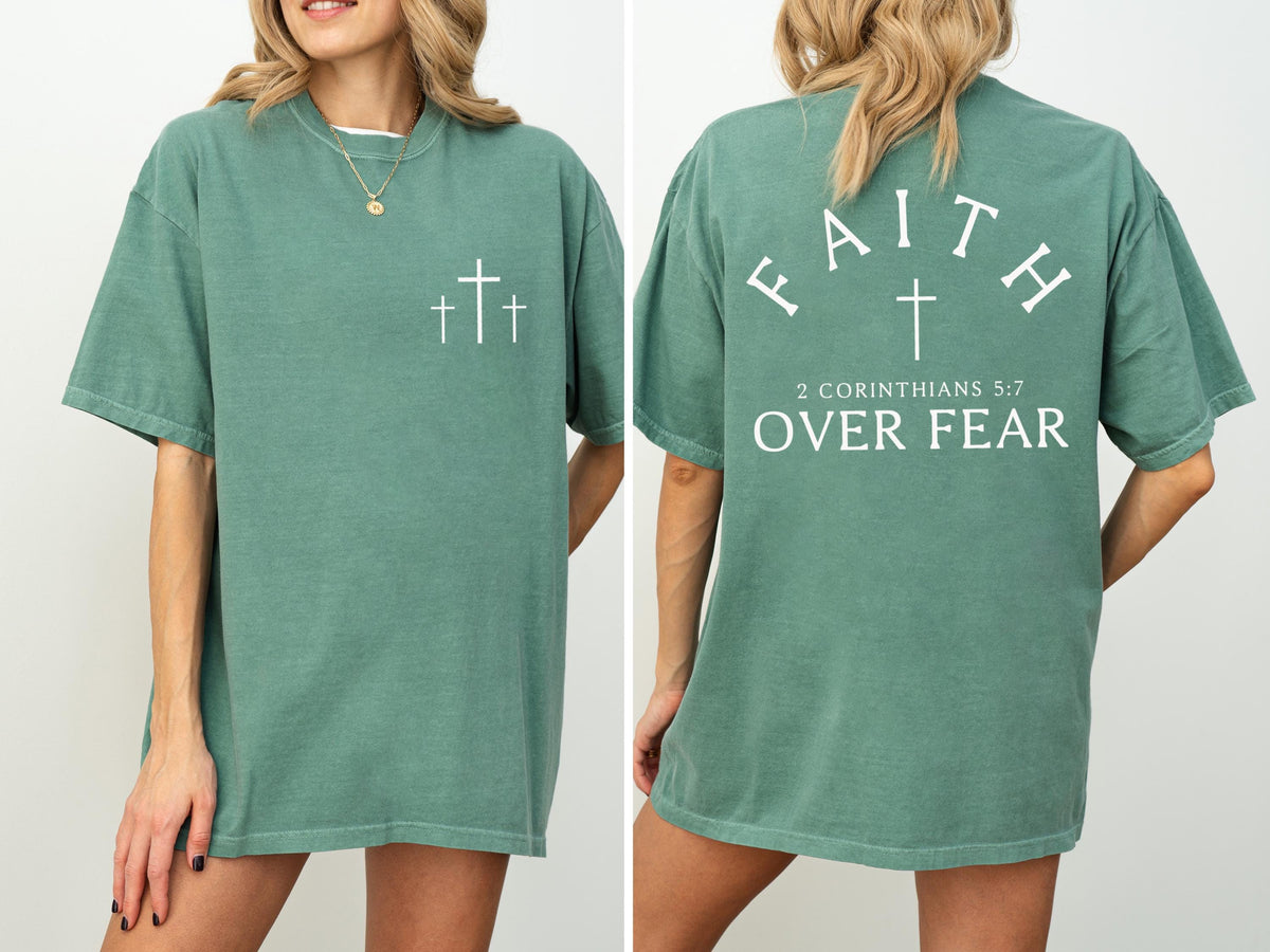 Faith Over Fear Sweatshirt, Christian Bible Verse, Cross Hoodie