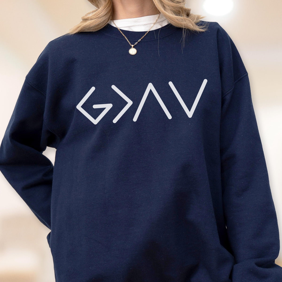 Christian Cross Sweatshirt and Hoodie, God Is Greater Than Highs And Lows Sweater, Religious Gift For Women Men, Faith Bible Verse Gift