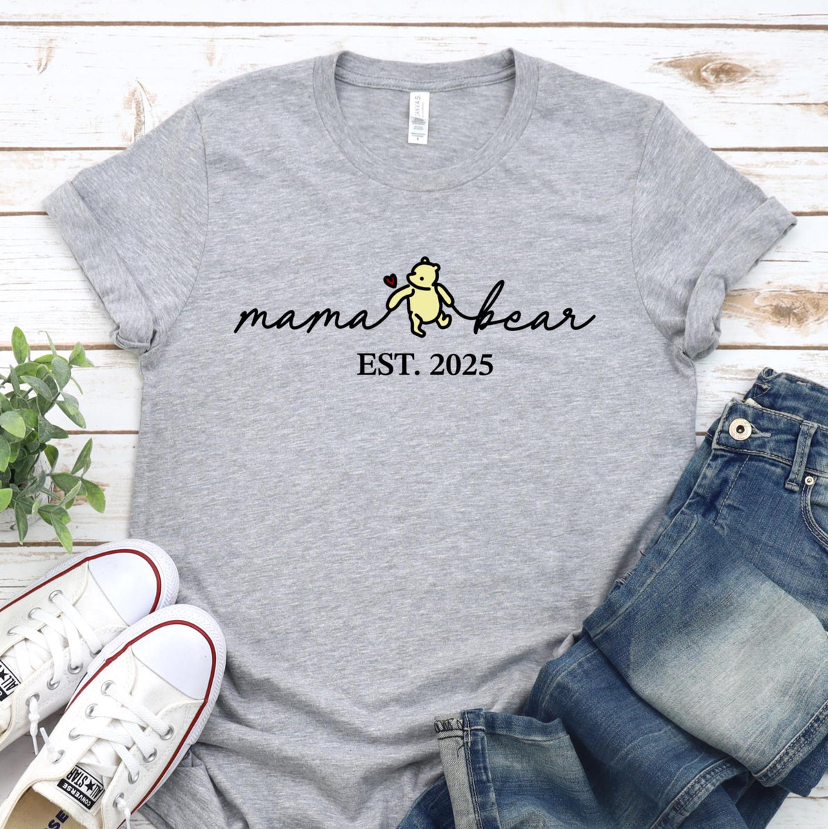 Custom Mama Bear T-Shirt, Personalized Mom Est Tee, New Mom Gift