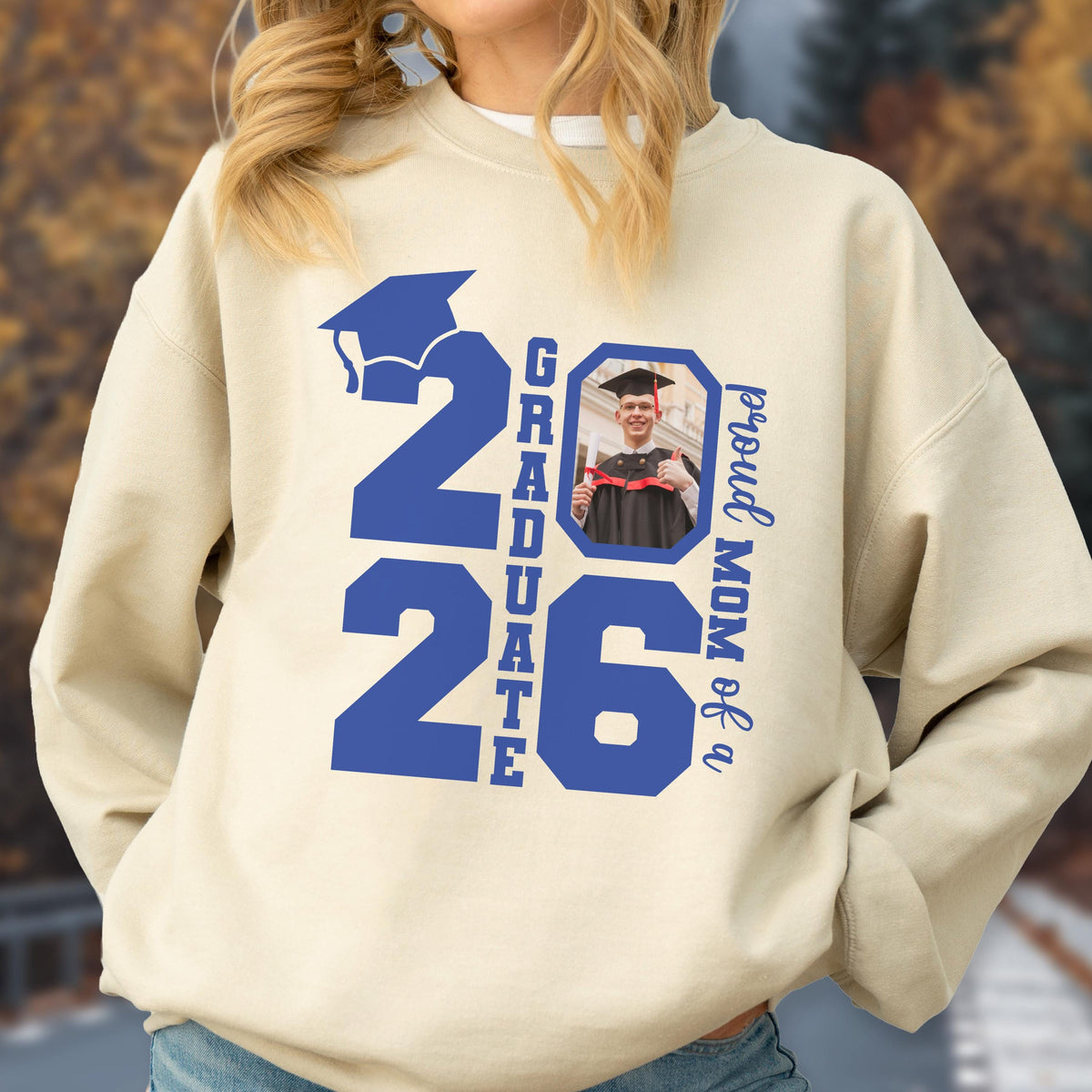 Personalized Class of 2026 Graduation Hoodie and Sweatshirt, Proud Family Photo Graduate Gift, Senior Year Celebration Tee