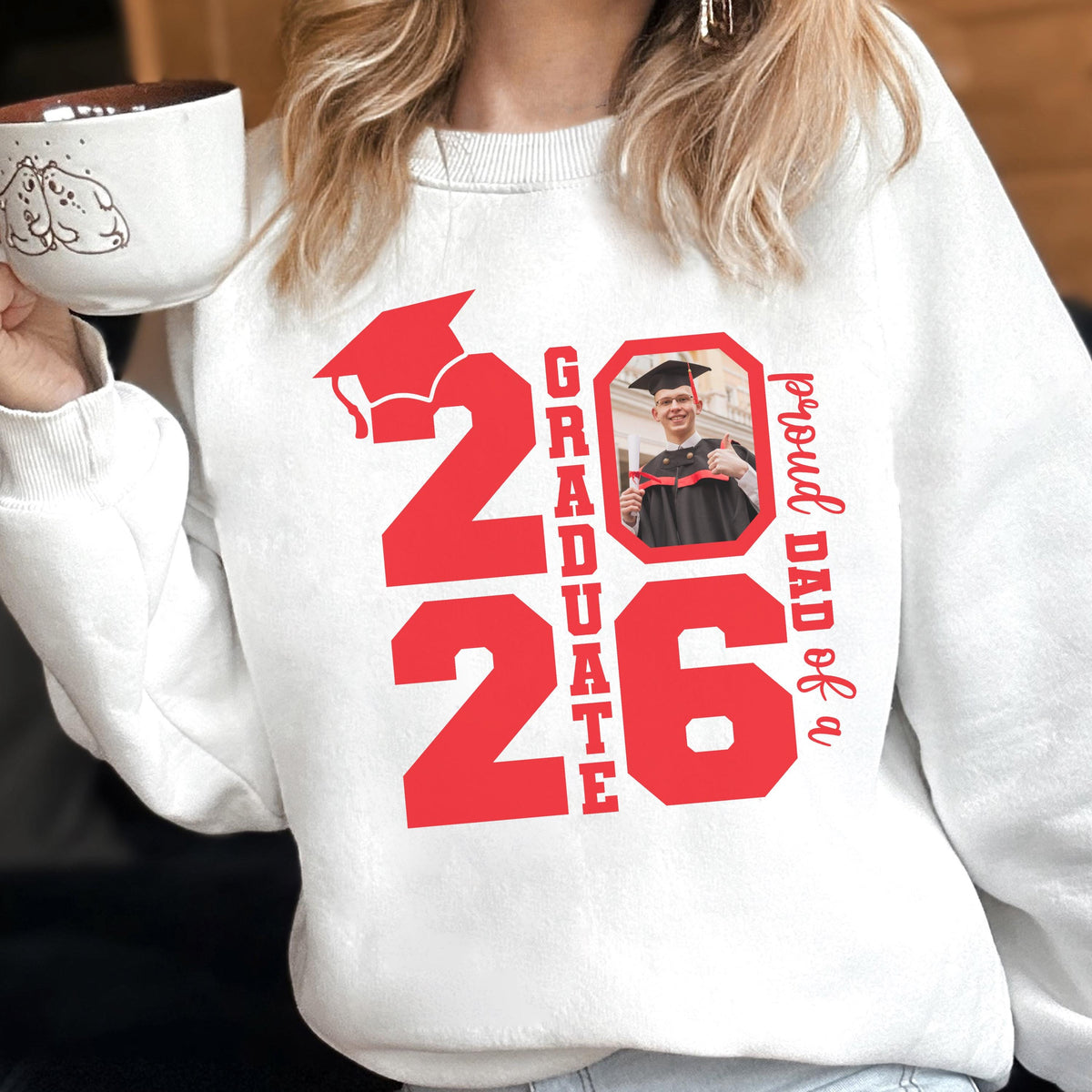 Personalized Class of 2026 Graduation Hoodie and Sweatshirt, Proud Family Photo Graduate Gift, Senior Year Celebration Tee