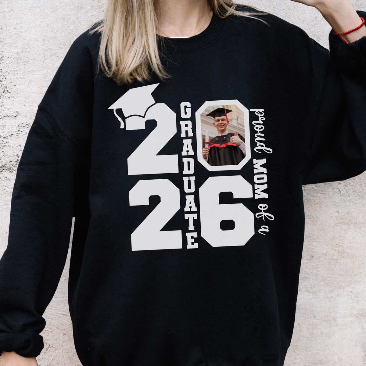 Personalized Class of 2026 Graduation Hoodie and Sweatshirt, Proud Family Photo Graduate Gift, Senior Year Celebration Tee