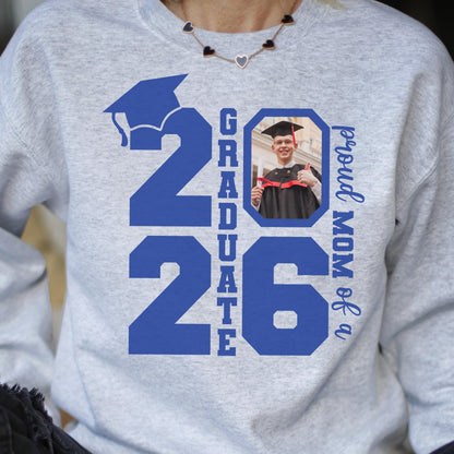Personalized Class of 2026 Graduation Hoodie and Sweatshirt, Proud Family Photo Graduate Gift, Senior Year Celebration Tee