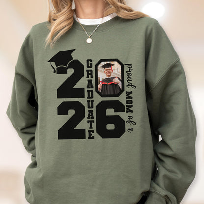 Personalized Class of 2026 Graduation Hoodie and Sweatshirt, Proud Family Photo Graduate Gift, Senior Year Celebration Tee
