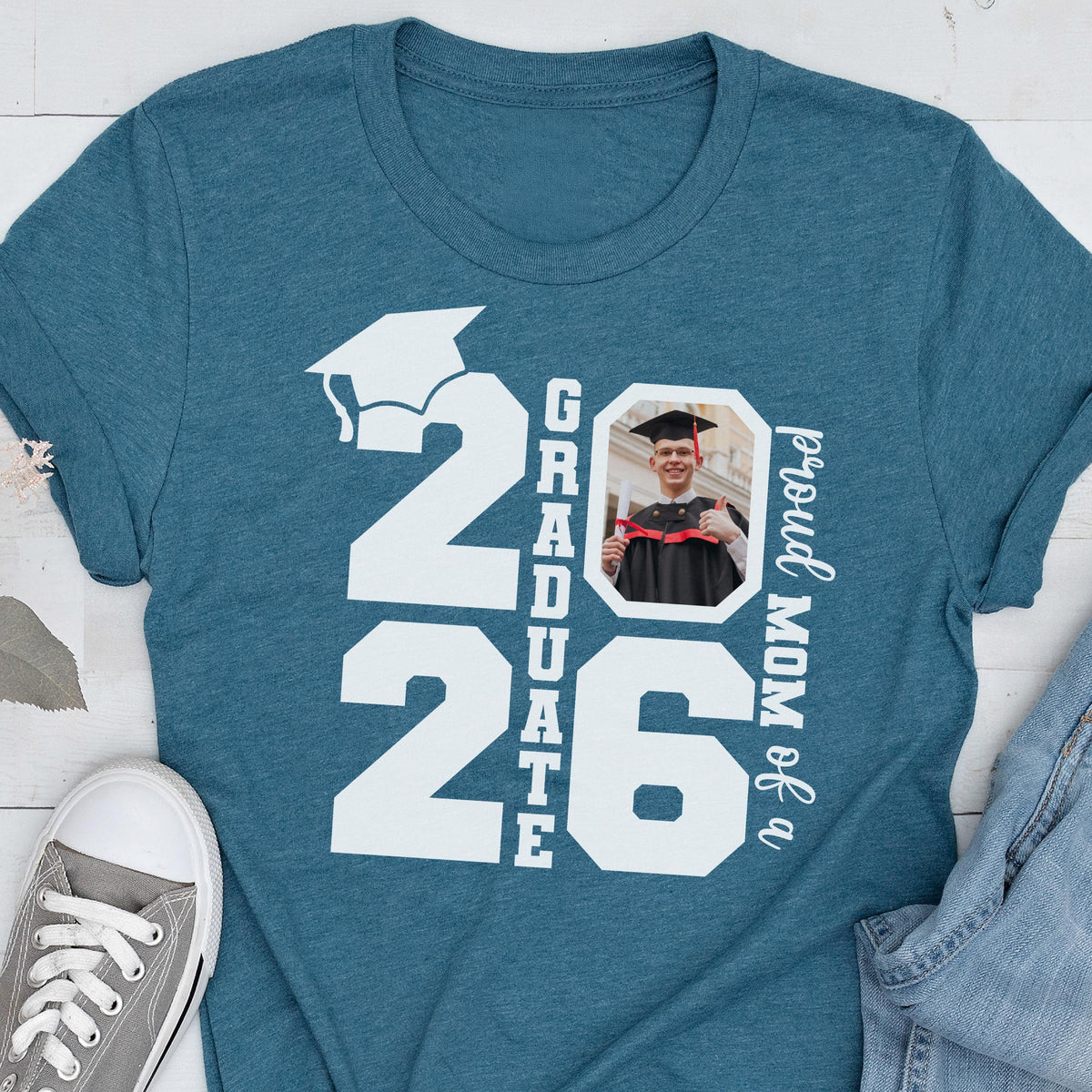 Personalized Family Graduation Shirt, Proud Family Photo Class of 2026 Graduate Gift, Custom Senior T-Shirt