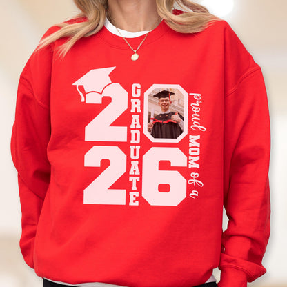Personalized Class of 2026 Graduation Hoodie and Sweatshirt, Proud Family Photo Graduate Gift, Senior Year Celebration Tee