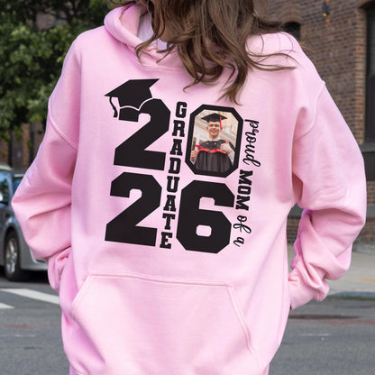 Personalized Class of 2026 Graduation Hoodie and Sweatshirt, Proud Family Photo Graduate Gift, Senior Year Celebration Tee