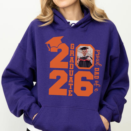 Personalized Class of 2026 Graduation Hoodie and Sweatshirt, Proud Family Photo Graduate Gift, Senior Year Celebration Tee