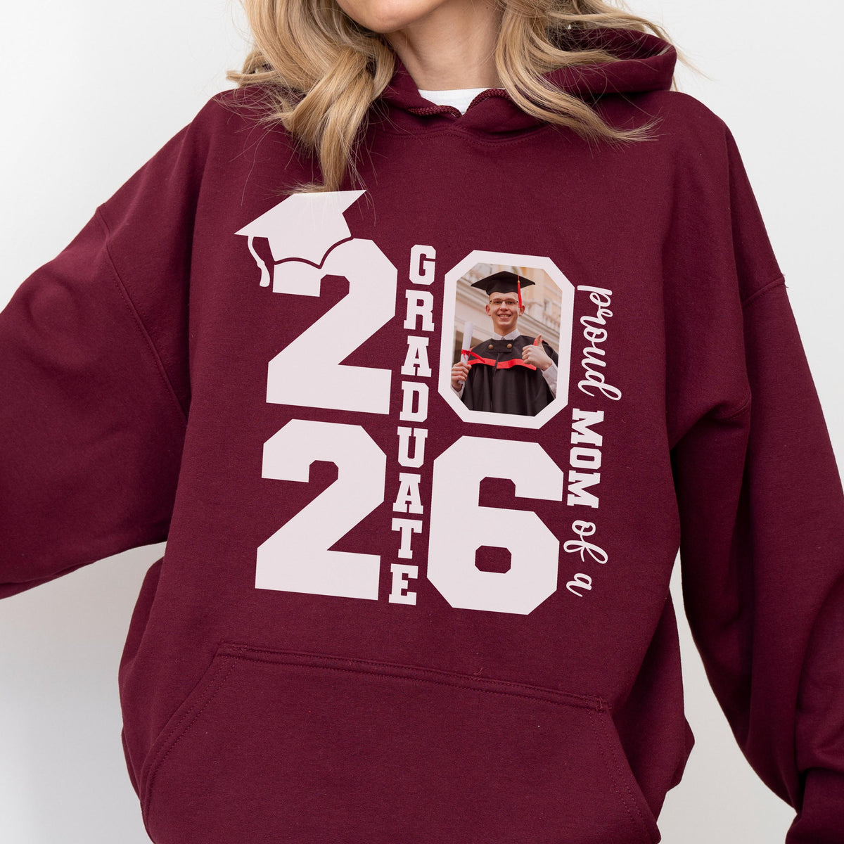Personalized Class of 2026 Graduation Hoodie and Sweatshirt, Proud Family Photo Graduate Gift, Senior Year Celebration Tee