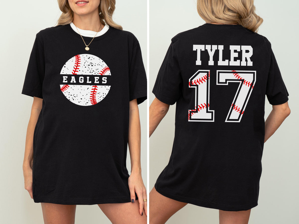 Custom Baseball Team Shirt, Personalized Name & Number Tee
