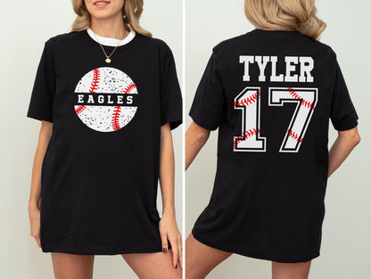 Custom Baseball Team Shirt, Personalized Name & Number Tee