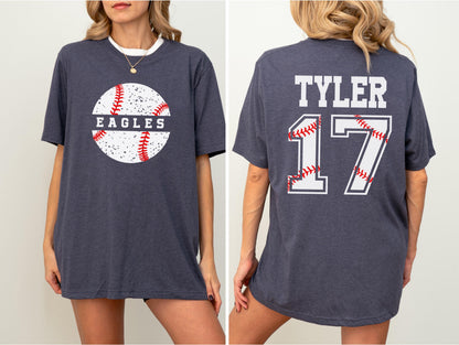 Custom Baseball Team Shirt, Personalized Name & Number Tee