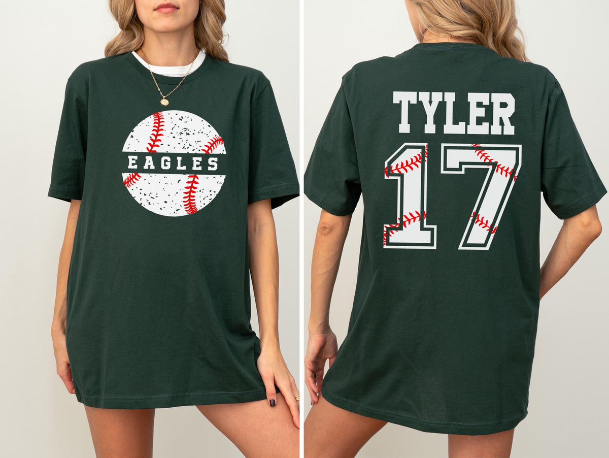 Custom Baseball Team Shirt, Personalized Name & Number Tee