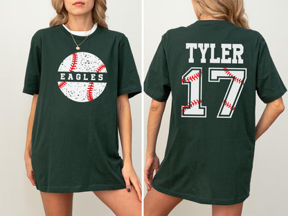Custom Baseball Team Shirt, Personalized Name & Number Tee