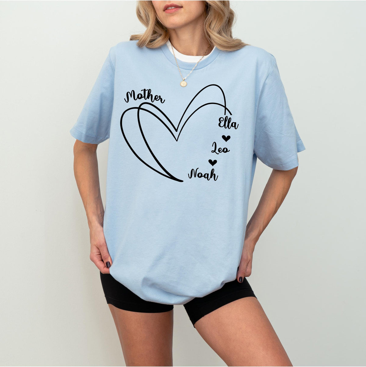 Custom Mom Heart Tee, Personalized Kids' Names Shirt