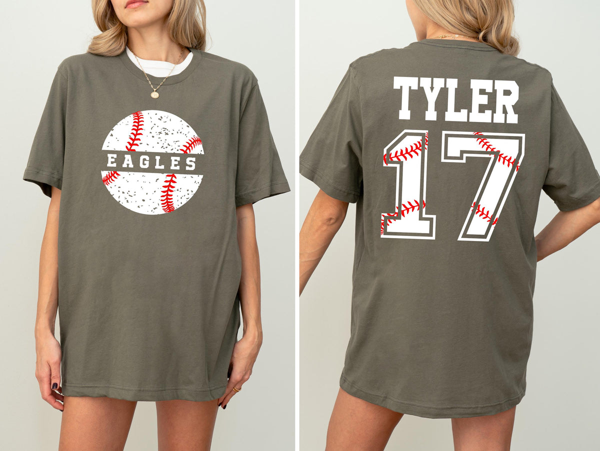 Custom Baseball Team Shirt, Personalized Name & Number Tee