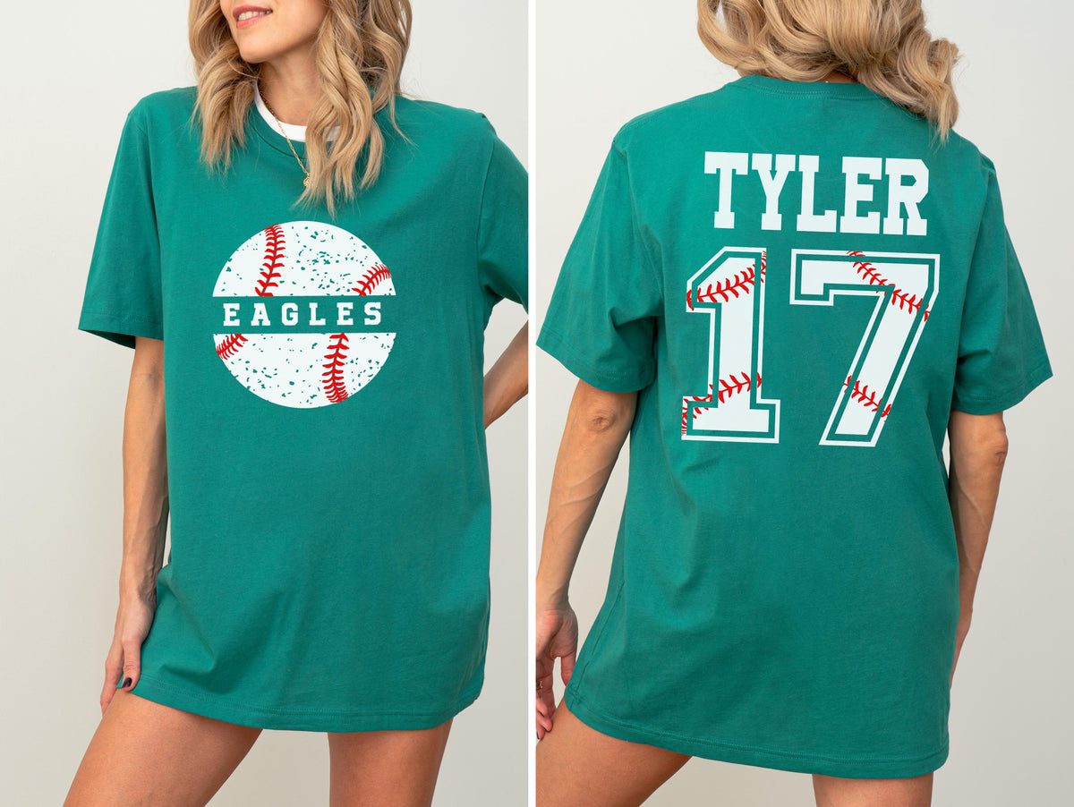 Custom Baseball Team Shirt, Personalized Name & Number Tee