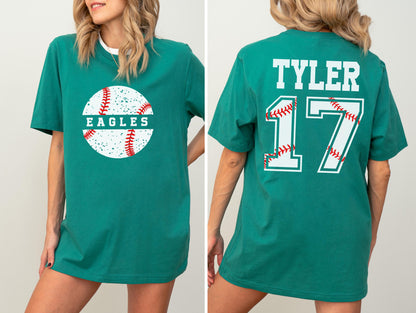 Custom Baseball Team Shirt, Personalized Name & Number Tee