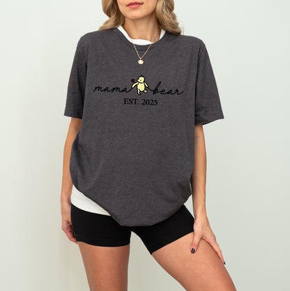 Custom Mama Bear T-Shirt, Personalized Mom Est Tee, New Mom Gift