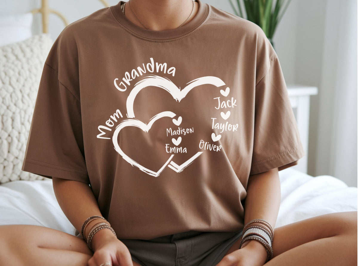 Personalized Grandma Heart Shirt, Grandkids Names, Mother's Day Gift