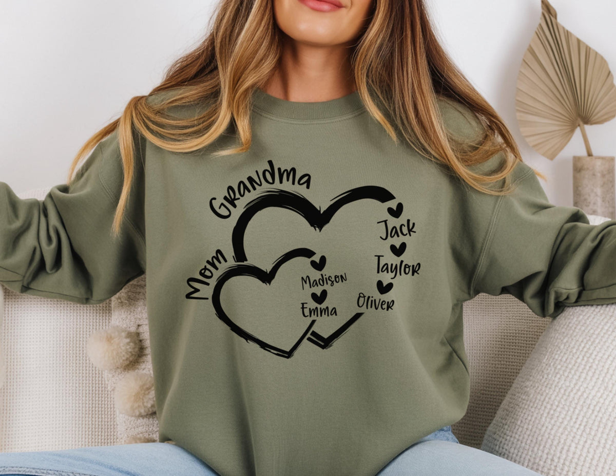 Personalized Grandma Heart Shirt, Grandkids Names, Mother's Day Gift