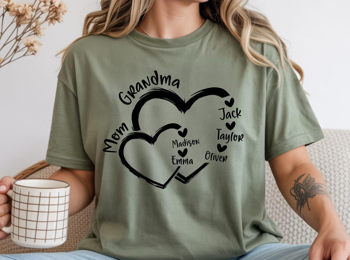 Personalized Grandma Heart Shirt, Grandkids Names, Mother's Day Gift