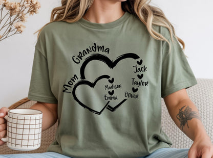 Personalized Grandma Heart Shirt, Grandkids Names, Mother's Day Gift