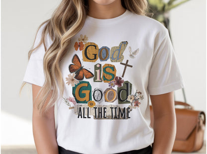 God Is Good All the Time Shirt, Vintage Washed Look  Faith Tee, Retro Christian Graphic T-Shirt, Distressed Religious Shirt