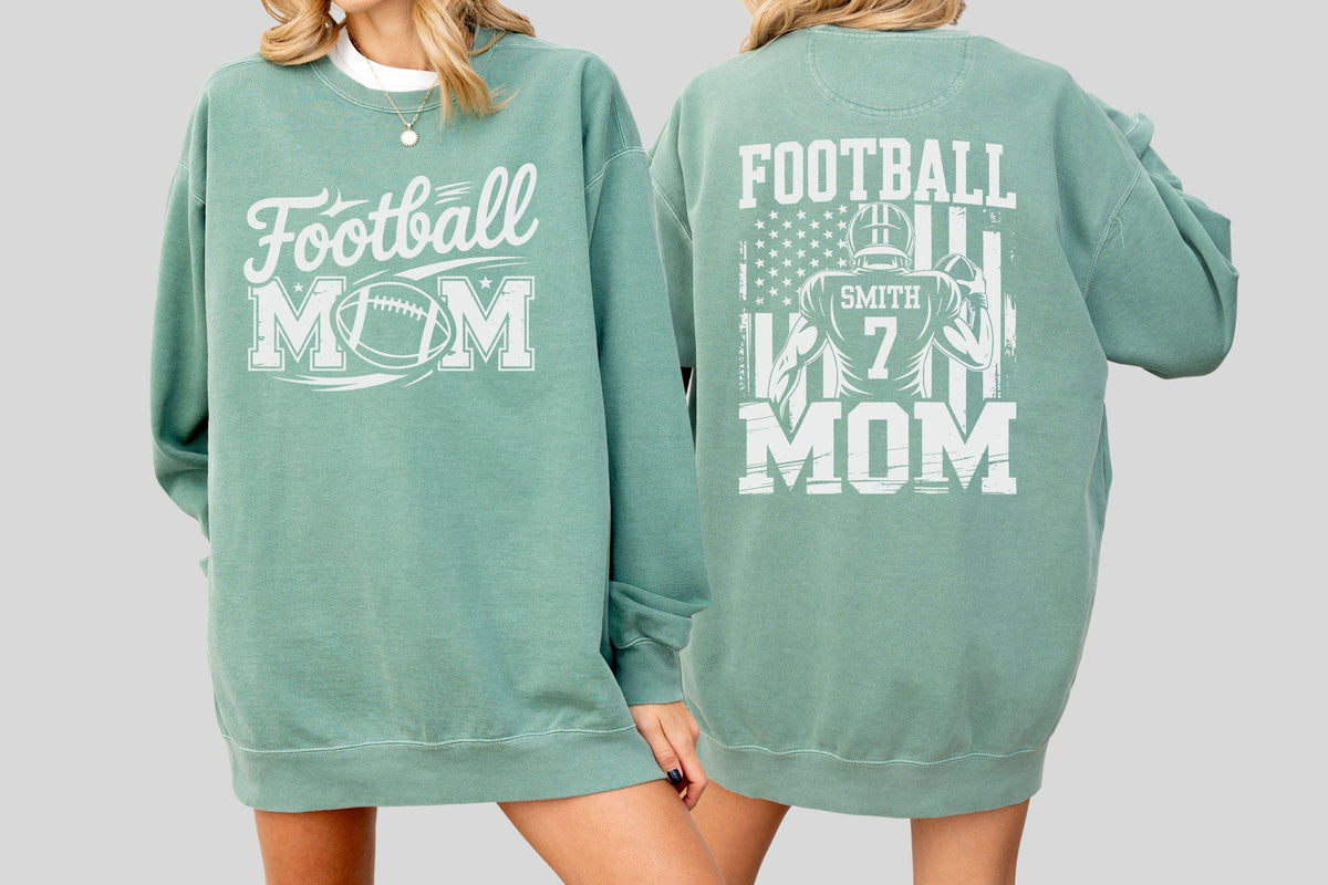 Custom Football Mom Shirt, Personalized Name Number Tee, Game Day Sweatshirt, Sports Mama Shirt