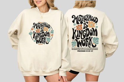 Motherhood Is Kingdom Work Shirt, Christian Mom Tee, Faith Mama Sweatshirt, Religious Mom Gift Shirt