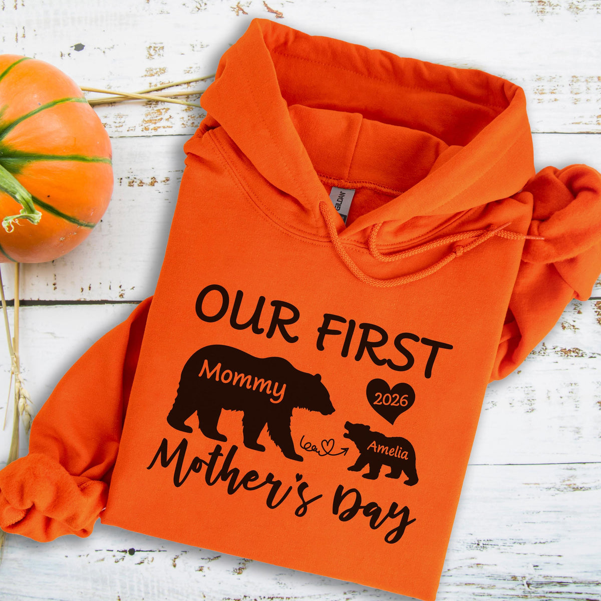 Our First Mother's Day Bear Sweatshirt - Hoodie, Personalized Mommy Bear Gift, Custom Name Sweat