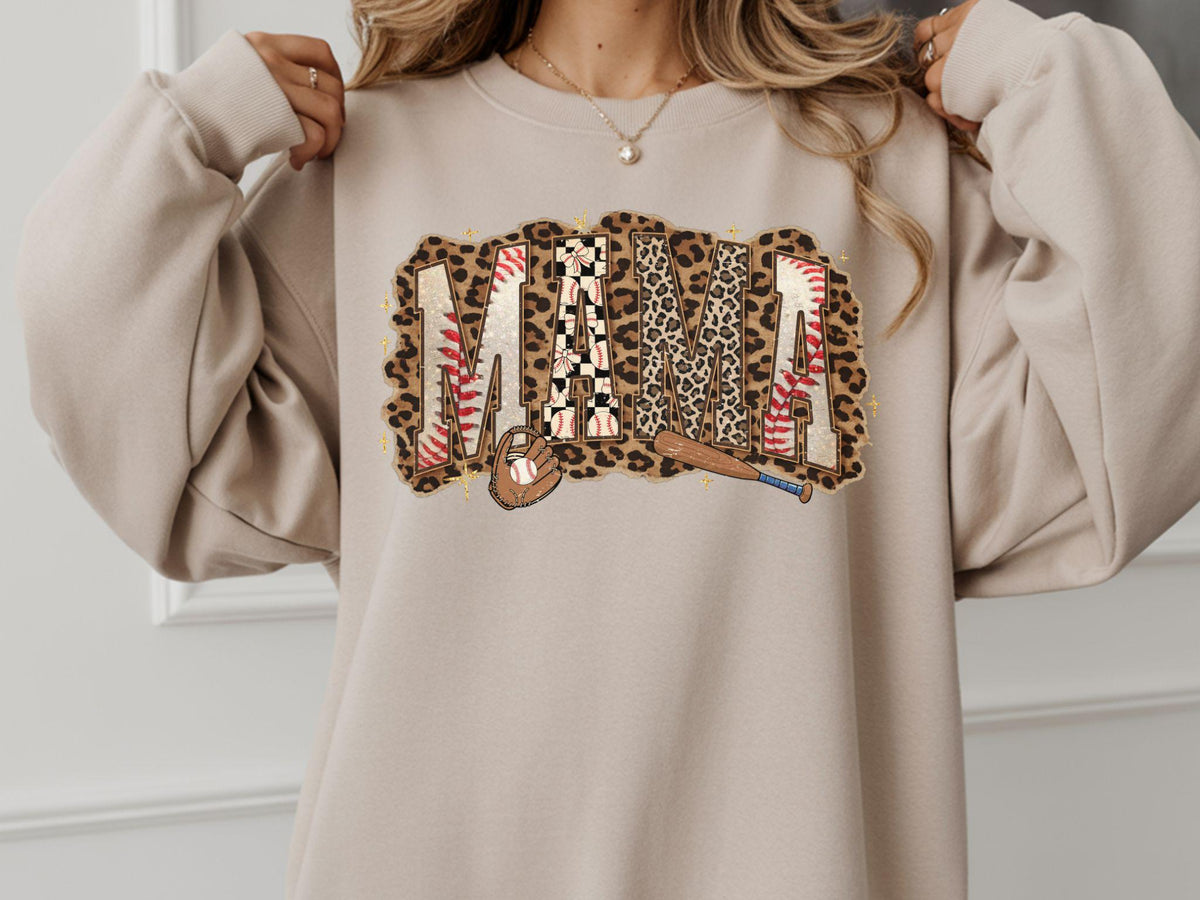 Baseball Leopard Mama Shirt, Game Day Mom Tee, Trendy Sports Sweatshirt, Cute Baseball Mom Shirt
