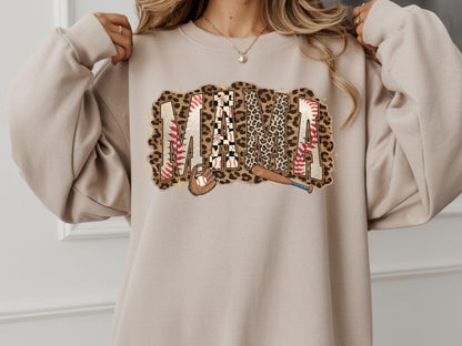 Baseball Leopard Mama Shirt, Game Day Mom Tee, Trendy Sports Sweatshirt, Cute Baseball Mom Shirt