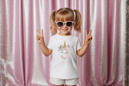 Unicorn Birthday Shirt, Girls Birthday Tee, Magical Party T-shirt, Cute Unicorn Birthday Baby tee, Floral Numbers