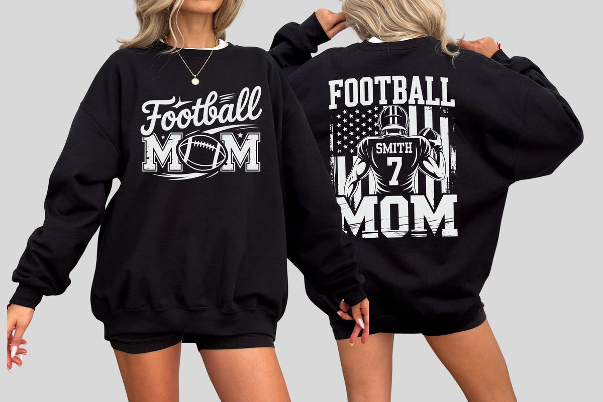 Custom Football Mom Shirt, Personalized Name Number Tee, Game Day Sweatshirt, Sports Mama Shirt
