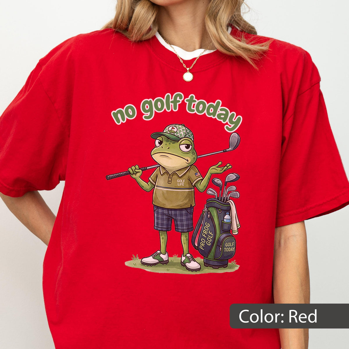 Comfort Colors® No Golf Today Frog Shirt, Funny Golf Tee, Dad T-Shirt Golfer Gift, Cute Frog Graphic Tee, Golf Lover Gift for Men