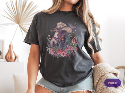 Boho Horse Shirt, Western Cowgirl Tee, Rodeo Sweatshirt, Country Girl Gift Shirt