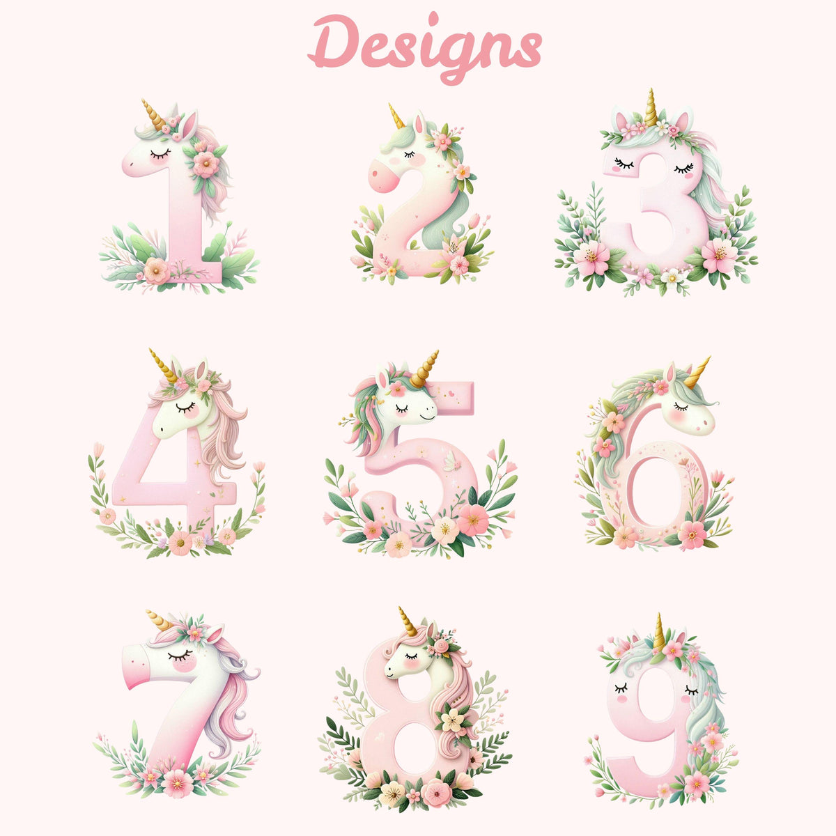Unicorn Birthday Shirt, Girls Birthday Tee, Magical Party T-shirt, Cute Unicorn Birthday Baby tee, Floral Numbers