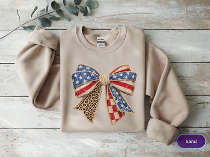 USA Bow Shirt, Patriotic Tee, 4th of July Sweatshirt, Coquette America Shirt