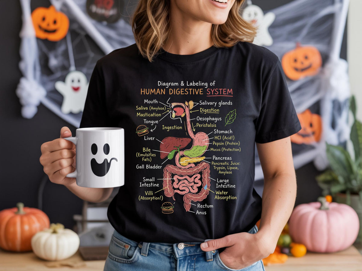 Human Digestive System Shirt, Anatomy Graphic Tee, Medical Student Gift, Doctor Birthday Shirt, Healthcare Anatomy Tee