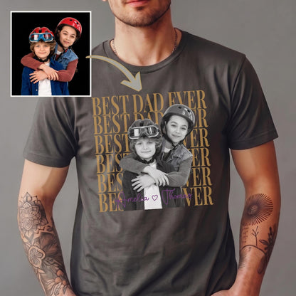 Custom Photo Best Dad Ever Shirt, Personalized Father Gift, Photo T-Shirt For Dad, Father's Day Gift From Kids