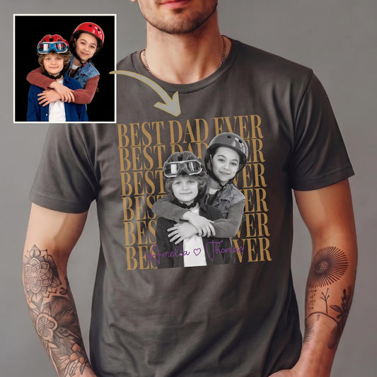 Custom Photo Best Dad Ever Shirt, Personalized Father Gift, Photo T-Shirt For Dad, Father's Day Gift From Kids
