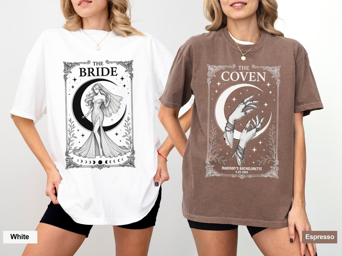 Witchy Bride & Coven Shirt, Halloween Bachelorette Sweatshirt, Gothic Bride Tribe Tee, Spooky Bridal Party Shirts, Halloween Wedding Outfit