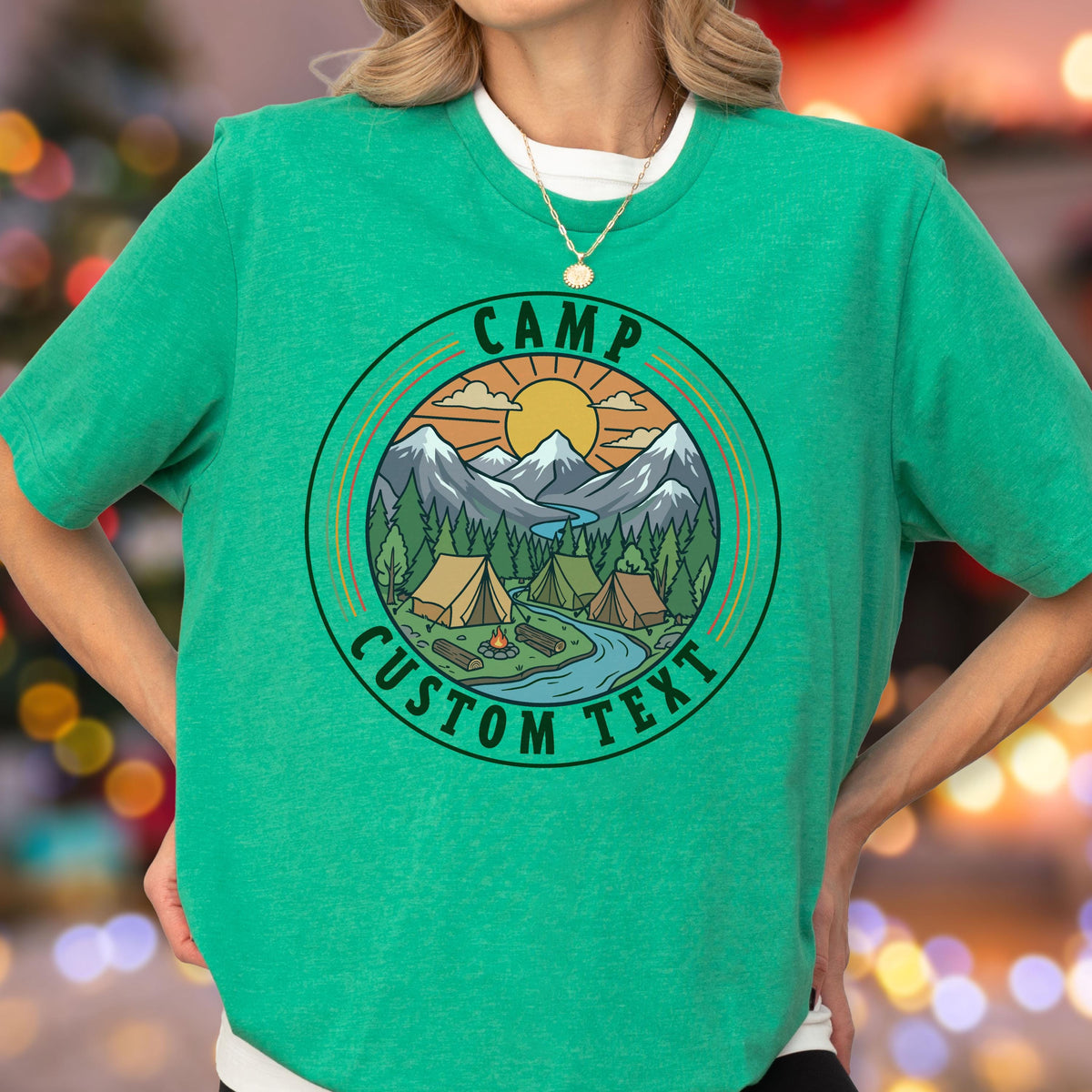 Camp Custom Text Shirt, Family Camping T-Shirt, Nature Lover Tee, Mountain Sunset Shirt, Camping Trip Gift, Outdoor Lover Tee, Vacation Tees