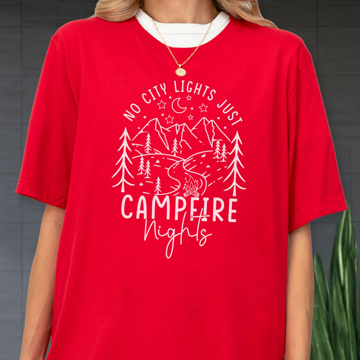 Campfire Nights Shirt, No City Lights Just Stars Tee, Camping Bonfire T-Shirt, Outdoor Nature Adventure Top, Cozy Forest Tee, Family T Shirt