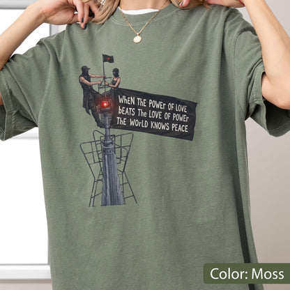 Comfort Colors® Power Of Love T Shirt, Peace Activist Shirt, Empire State Building Shirt, NYC Skyline T-Shirt, Streetwear Gift